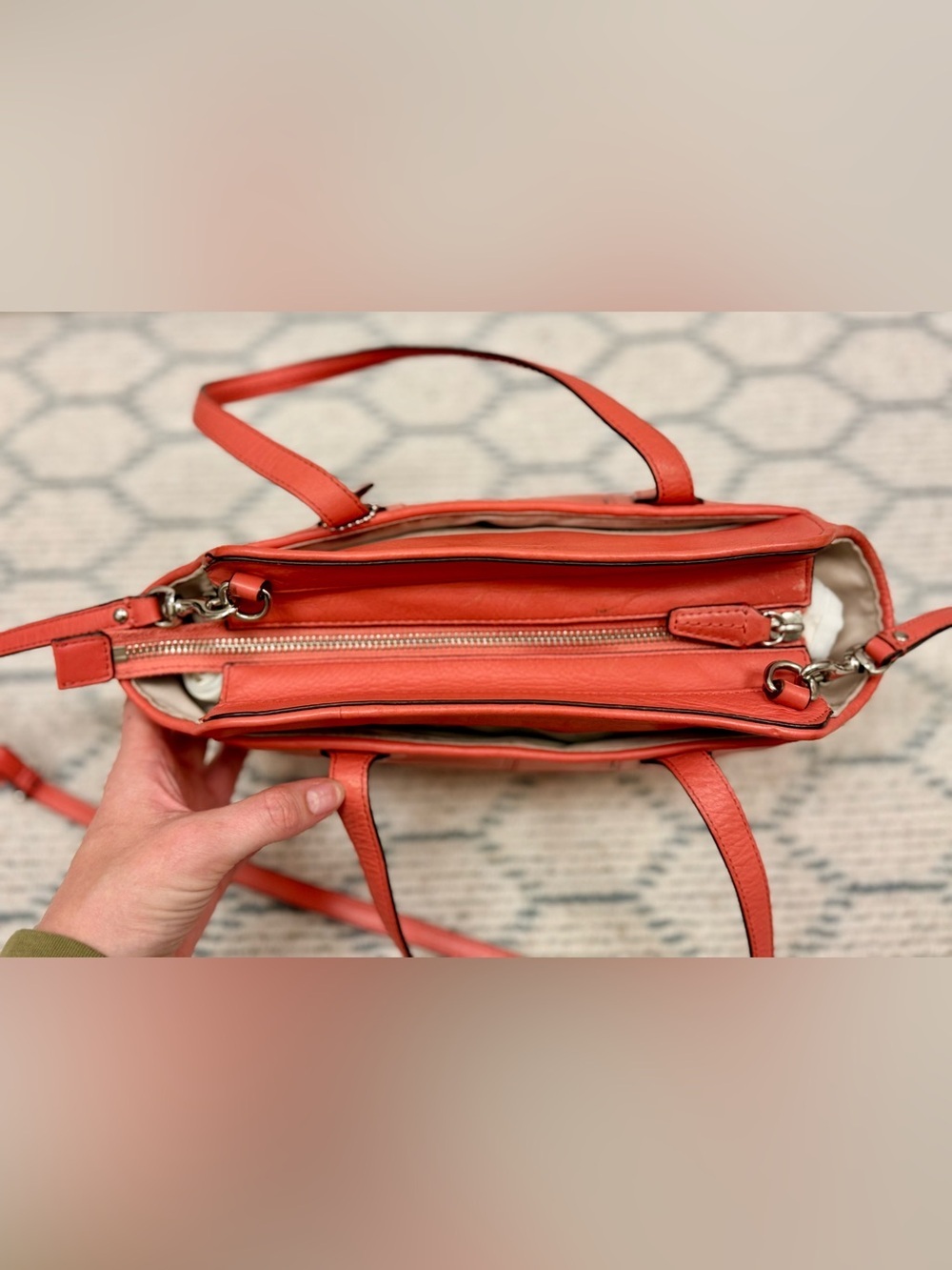 COACH Taylor Bette Mini Tote F27661 Coral Pink Leather 2-Way Crossbody Satchel - Picture 10 of 16
